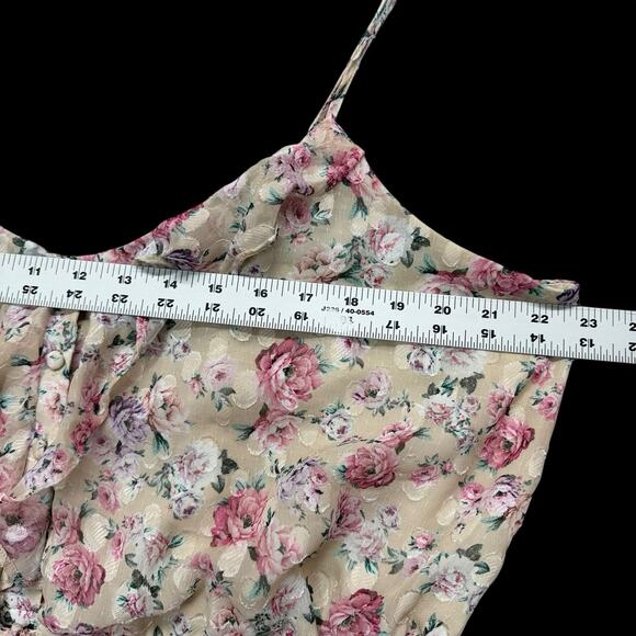 Express Babydoll Top XL Floral Lined Adjustable Straps Boho Ruffle Cottagecore - Picture 3 of 8